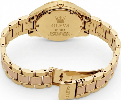 Montre OLEVS gold en acier inoxydable composé de cristaux prémium