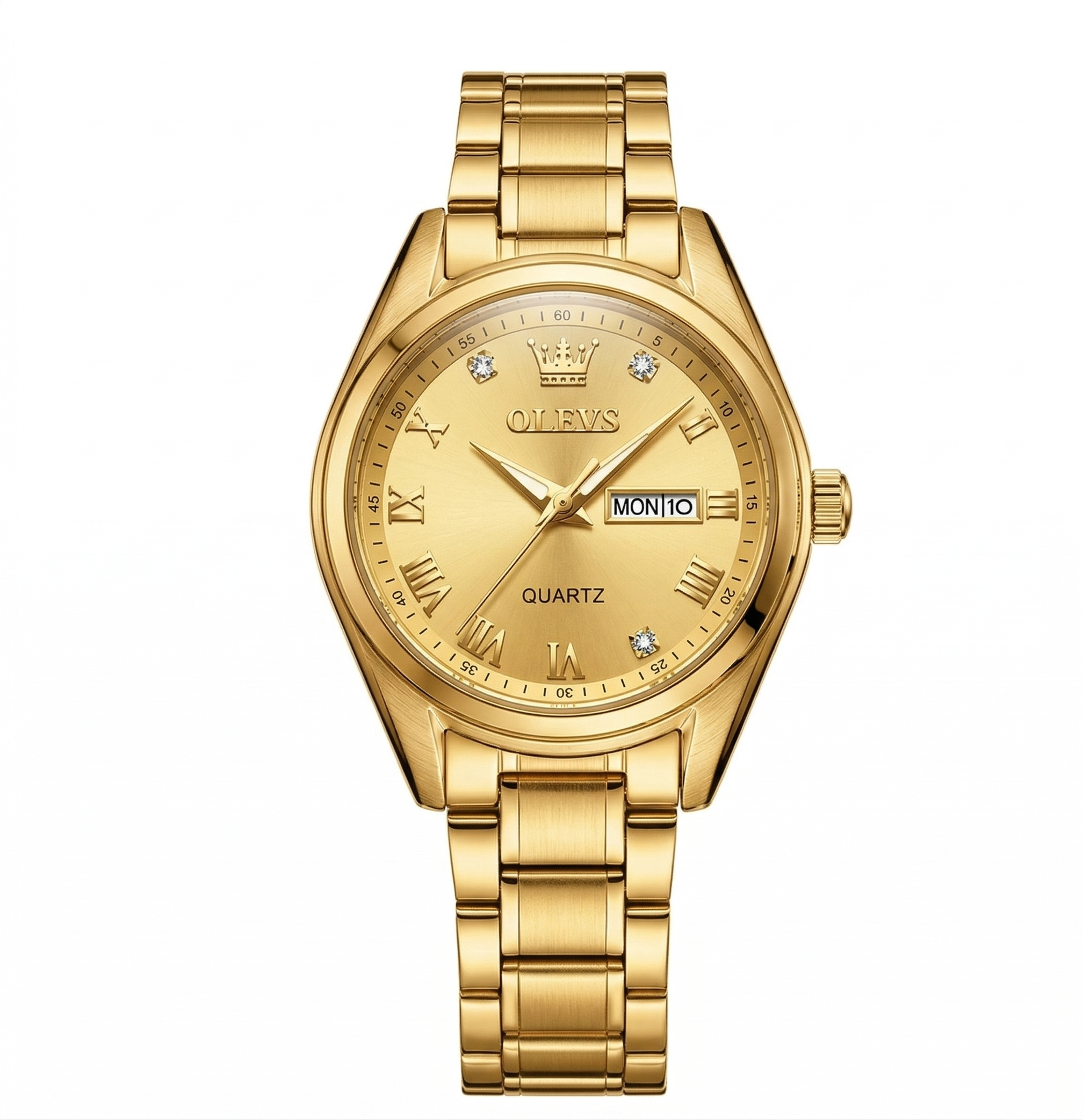 Montre OLEVS gold en acier inoxydable composé de cristaux prémium