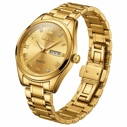 Montre OLEVS gold en acier inoxydable composé de cristaux prémium